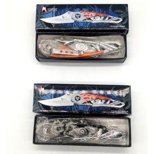 Set of 3 Master Cutlery Folding Knives (DH-003) Motorcycle Motif